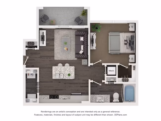 1 Bed • 1 Bath 7206 floor plan
