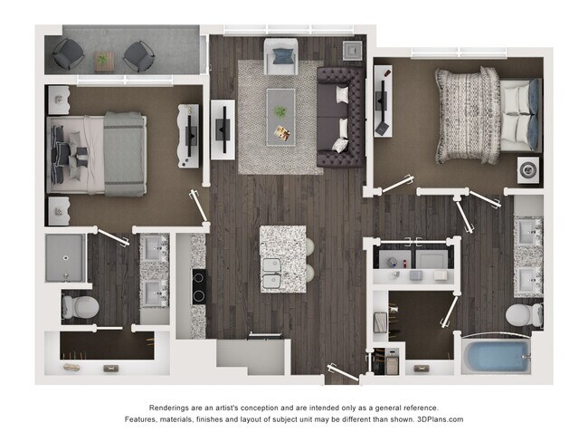 2 Beds • 2 Bath 8305 floor plan