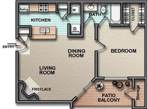 1 Bed • 1 Bath 136 floor plan
