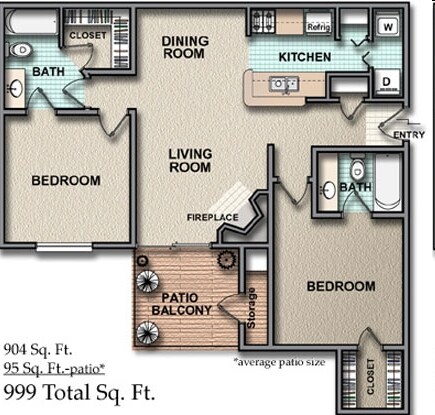 2 Beds • 2 Bath 259 floor plan