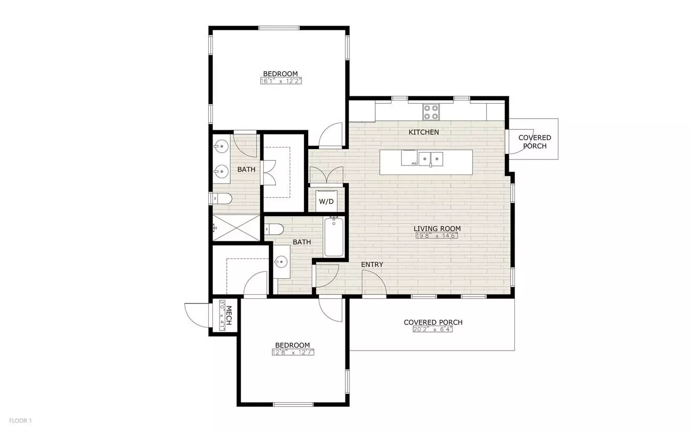 2 Beds • 2 Bath 00924 floor plan
