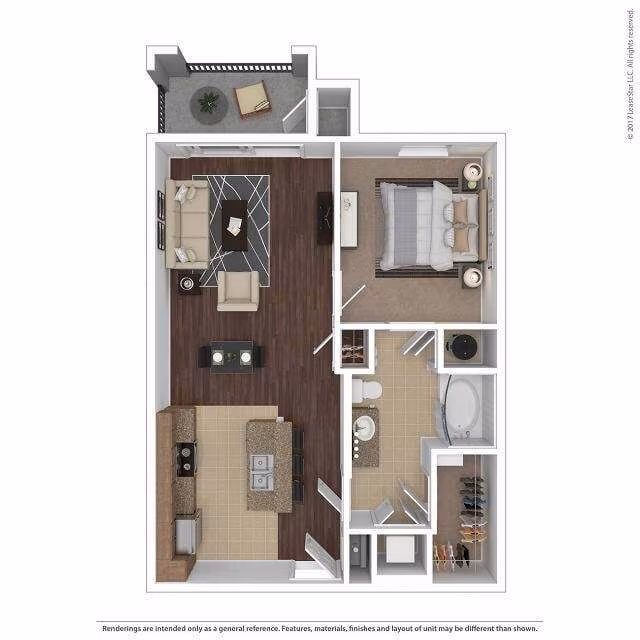 1 Bed • 1 Bath 7311 floor plan