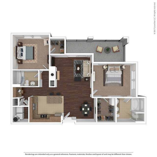 2 Beds • 2 Bath 833 floor plan