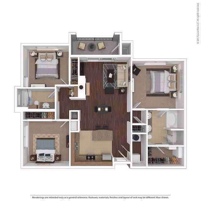 3 Beds • 2 Bath 1222 floor plan