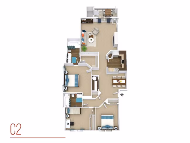 3 Beds • 2 Bath 0335 floor plan