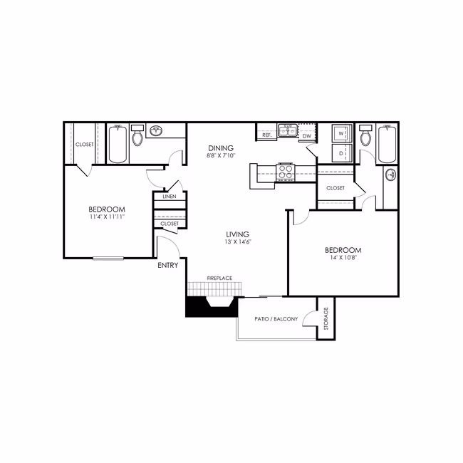 2 Beds • 2 Bath 815 floor plan
