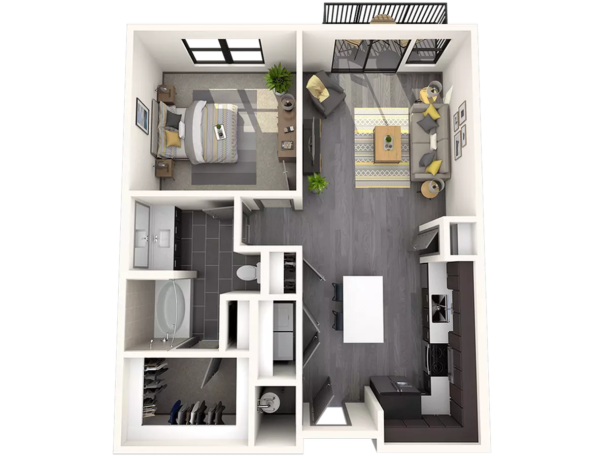 1B 1052 floor plan