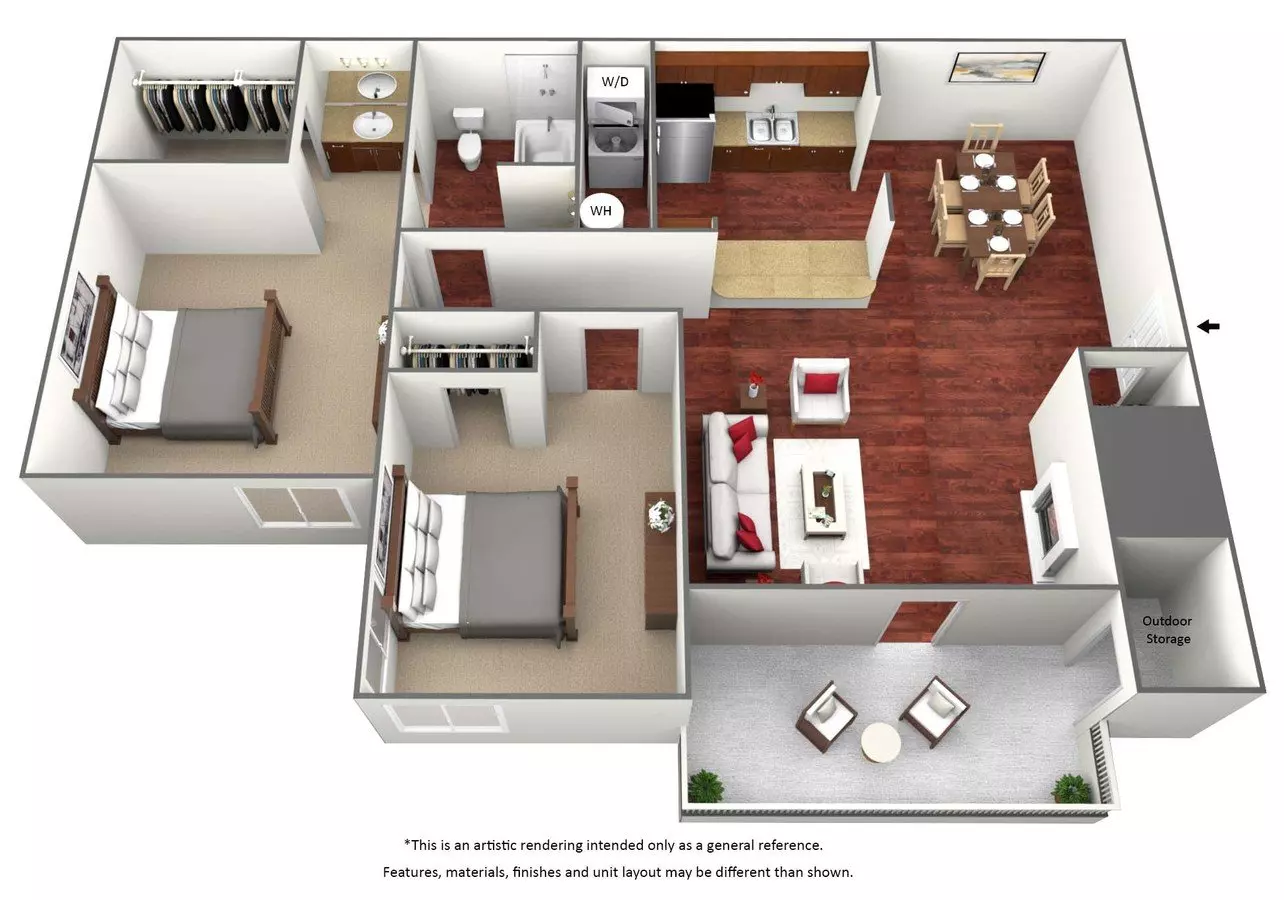 Two Bed One Bath - B0 0501 floor plan