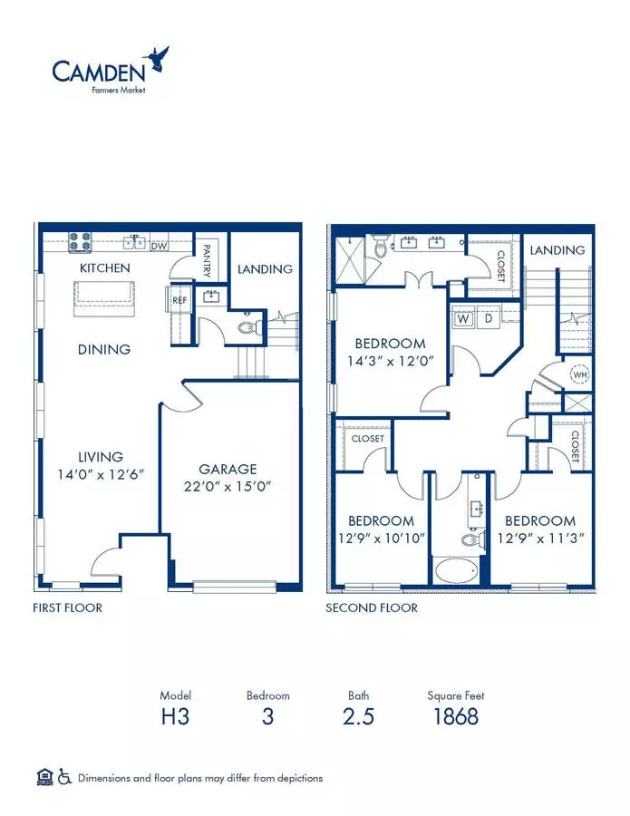3 Beds • 2 Bath 6305 floor plan