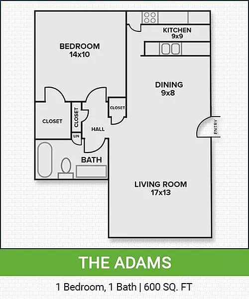 1 Bed • 1 Bath 2-207 floor plan