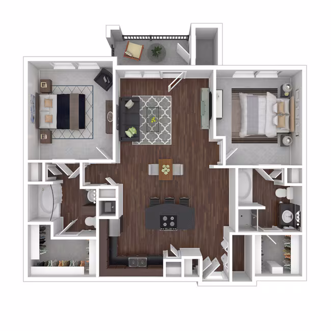 2 Beds • 2 Bath 04302-1 floor plan