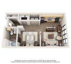 Studio • 1 Bath 2-212 floor plan
