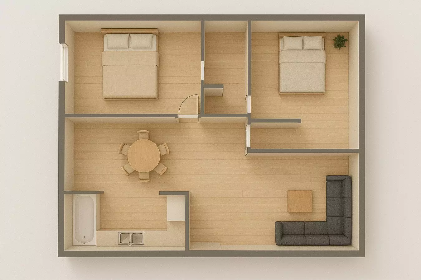 2 Beds • 1 Bath 603 floor plan