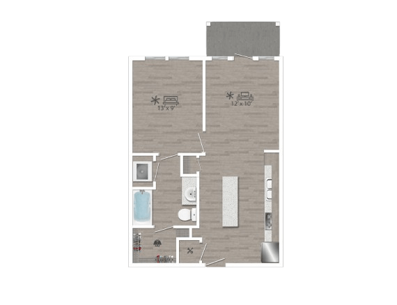 1 Bed • 1 Bath 2045 floor plan