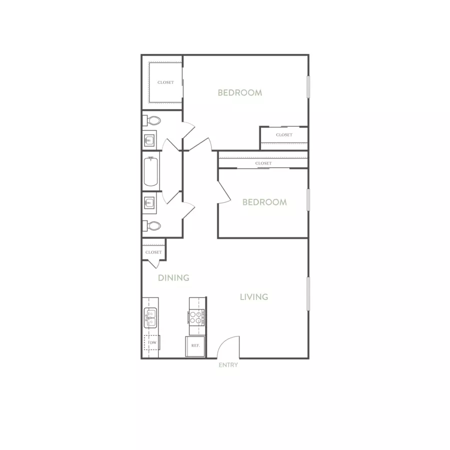 2 Beds • 2 Bath 136 floor plan