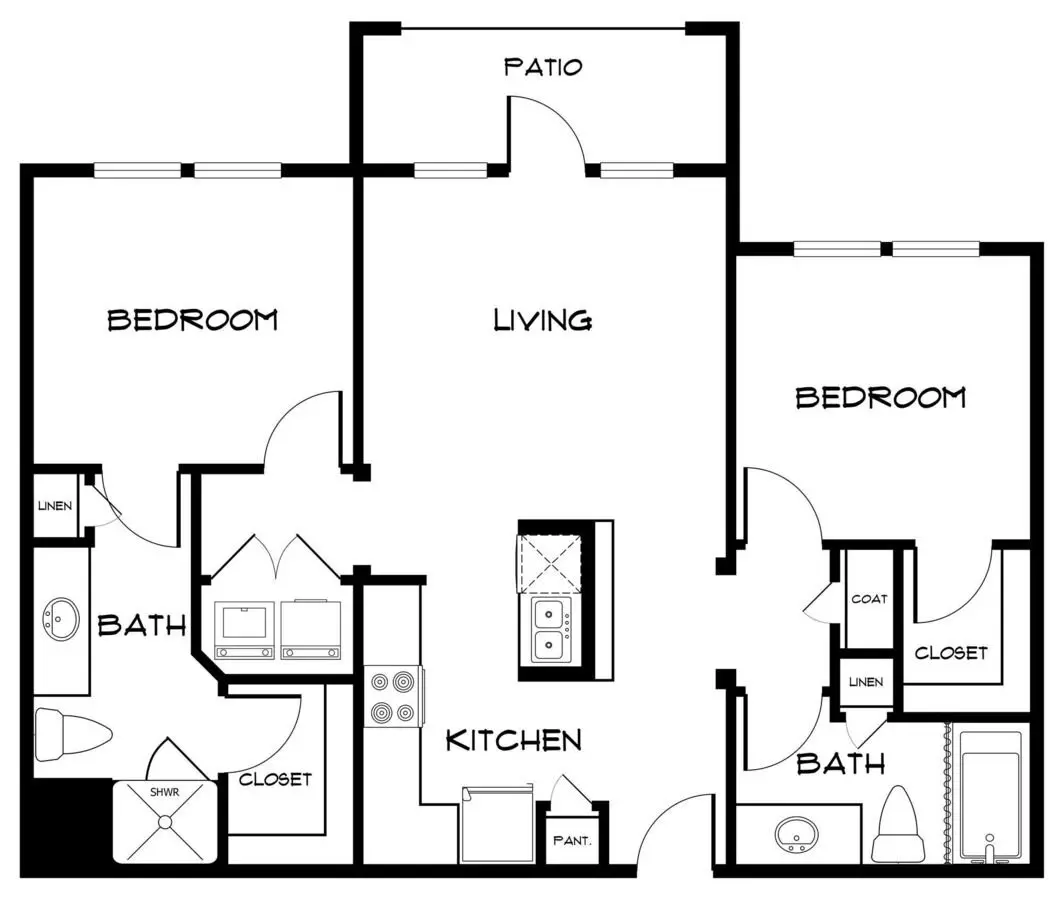 2 Beds • 2 Bath 326 floor plan