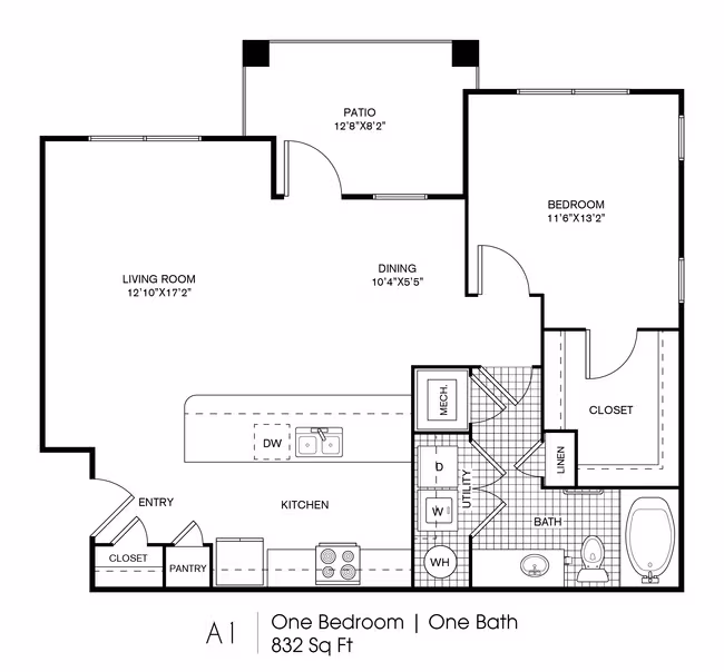 1 Bed • 1 Bath 223 floor plan