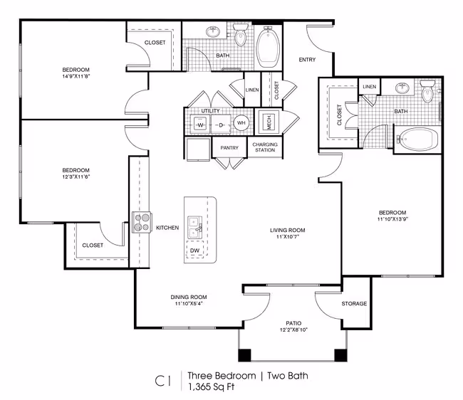 3 Beds • 2 Bath 428 floor plan