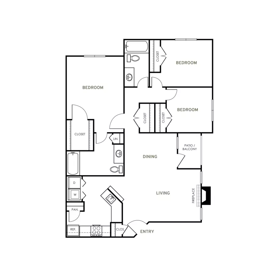 3 Beds • 2 Bath 2413 floor plan