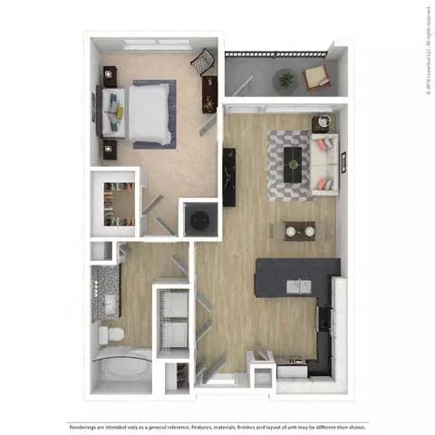 One-Bedroom (A3) 245 floor plan
