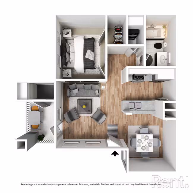 1 Bed • 1 Bath 922 floor plan