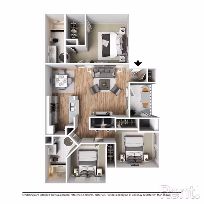 3 Beds • 2 Bath 538 floor plan