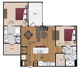 2 Beds • 2 Bath 616 floor plan