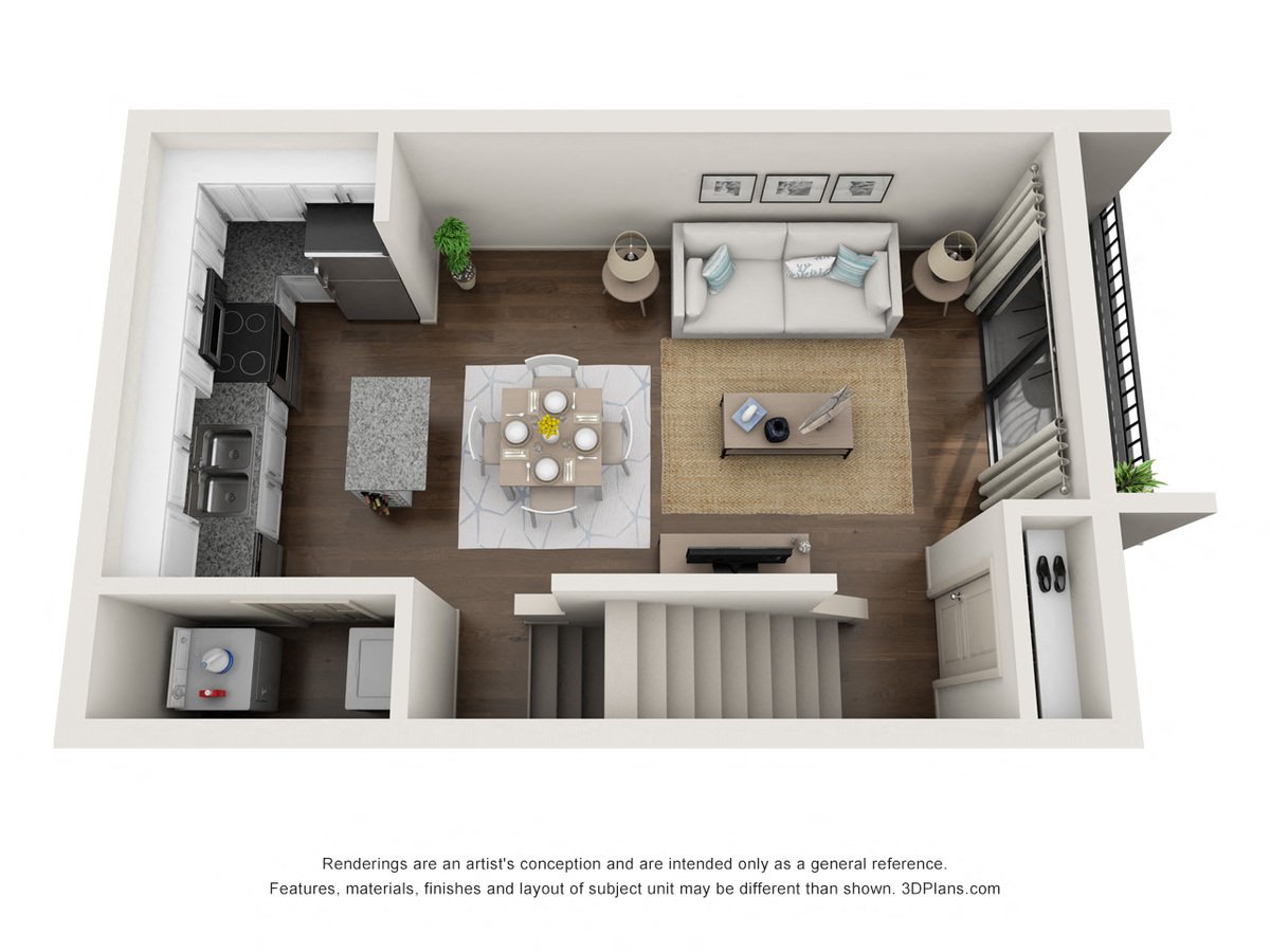 1 Bed • 1 Bath 1933 floor plan