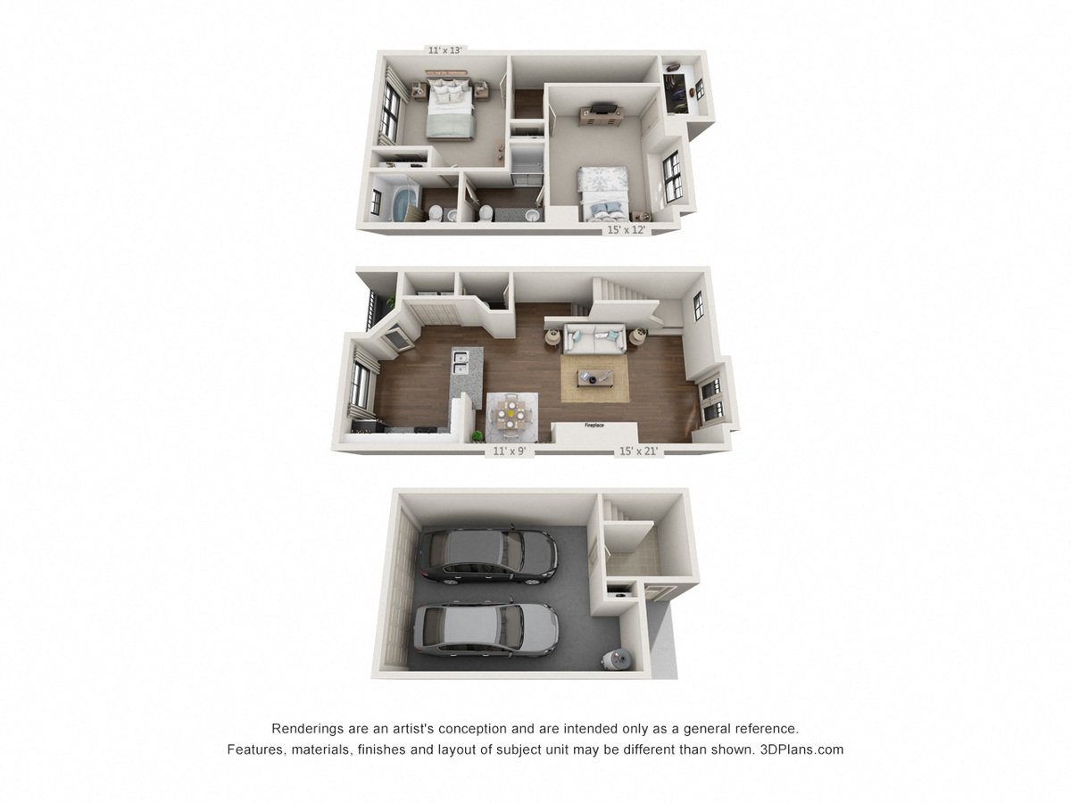 2 Beds • 2 Bath 1221 floor plan