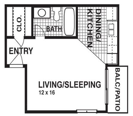 Studio • 1 Bath 1601 floor plan