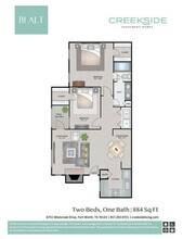 2 Beds • 1 Bath 3066 floor plan