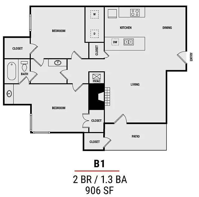 2 Beds • 1 Bath 1521 floor plan