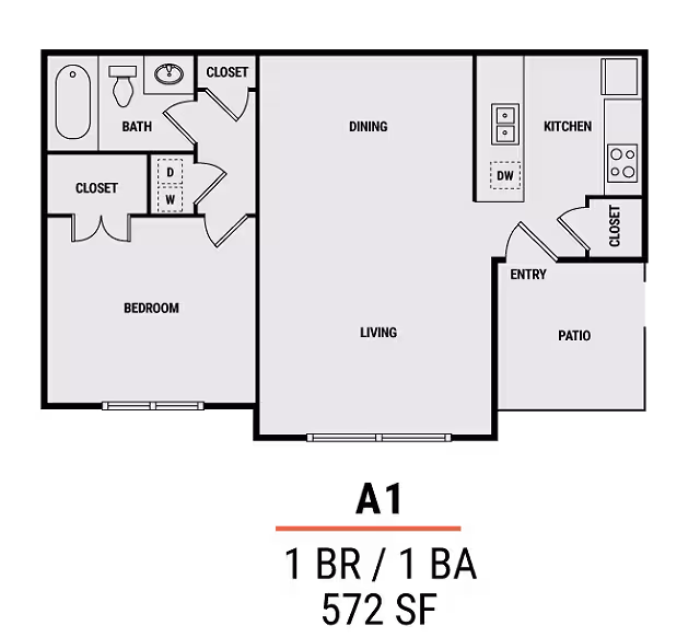 1 Bed • 1 Bath 1411 floor plan