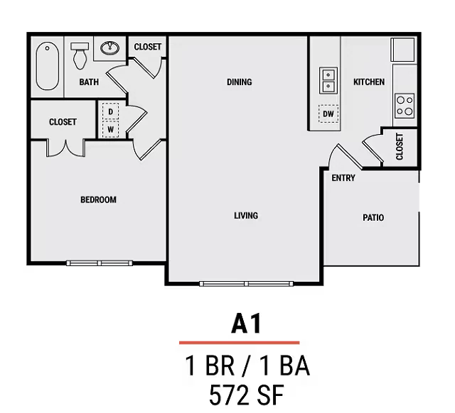 1 Bed • 1 Bath 408 floor plan