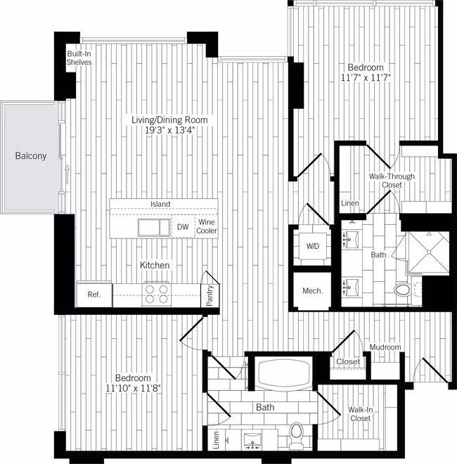 2 Beds • 2 Bath 2211 floor plan