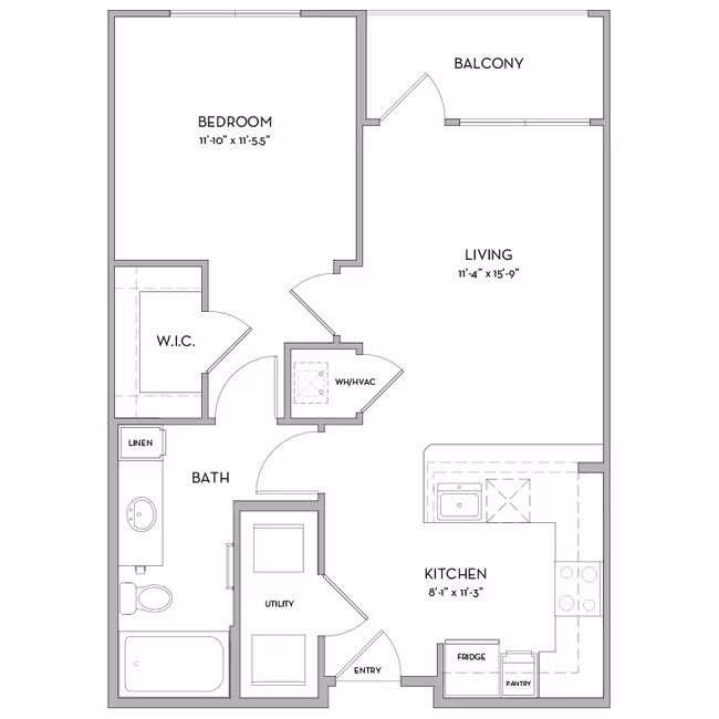 1 Bed • 1 Bath floor plan