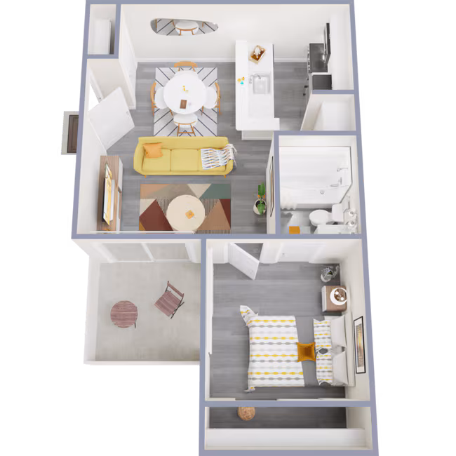 1BR/1BA floor plan
