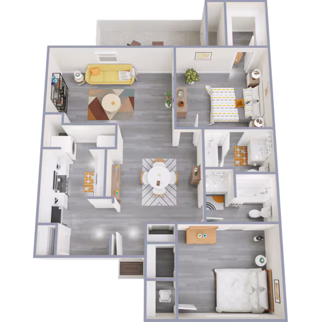 2 Bed 2 Bath floor plan