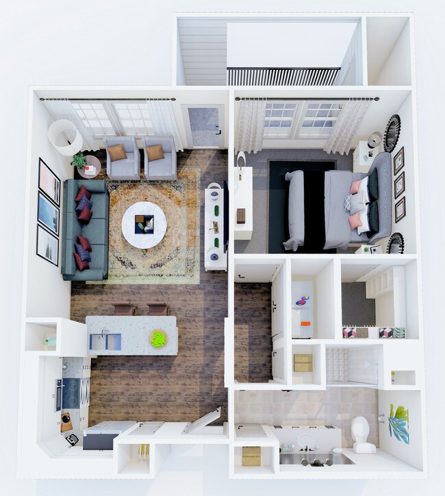 1 Bed • 1 Bath 1-1213 floor plan