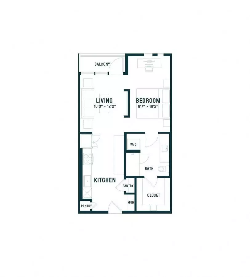 1 Bed • 1 Bath 478 floor plan