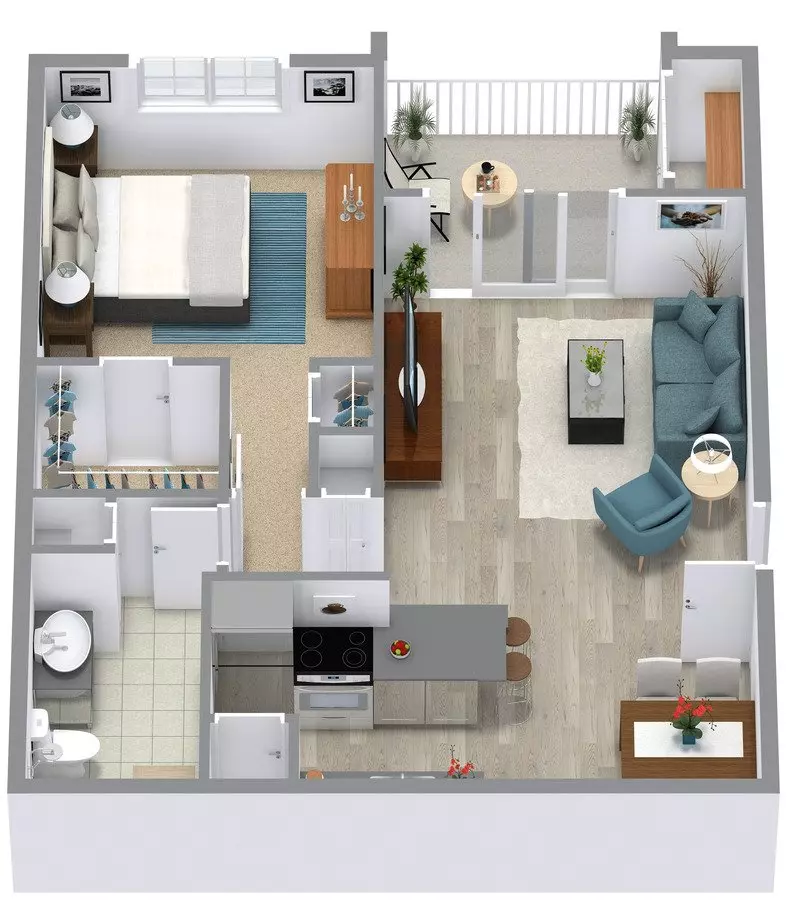 1 Bedroom 1 Bathroom - A1 W0105 floor plan