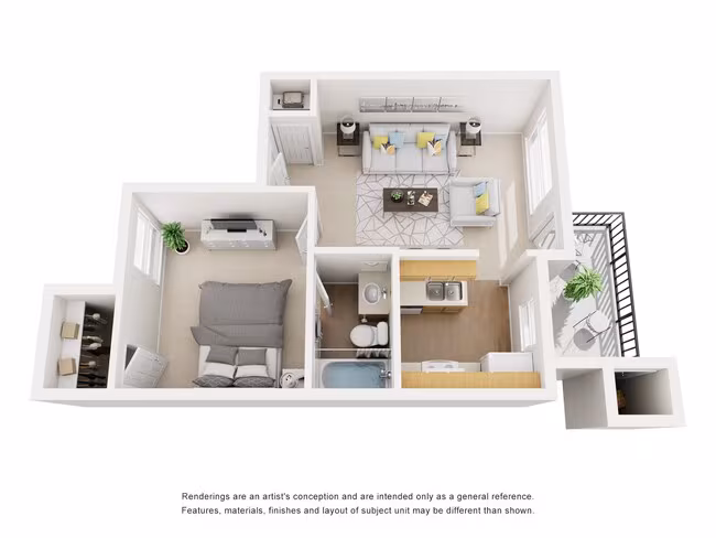 1 Bed • 1 Bath 1002 floor plan