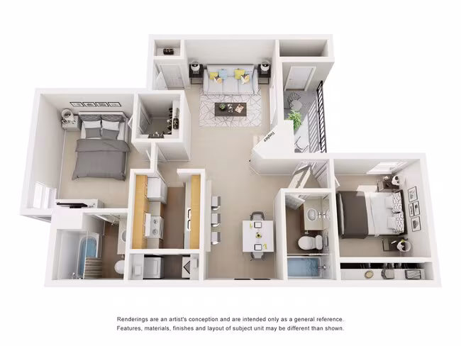 2 Beds • 2 Bath 1102 floor plan