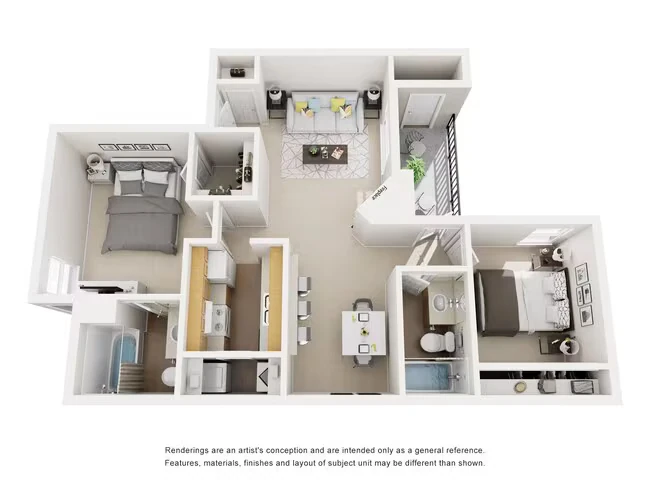 2 Beds • 2 Bath 1902 floor plan