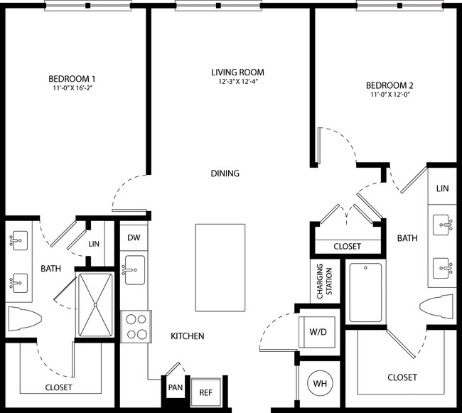2 Beds • 2 Bath 223 floor plan