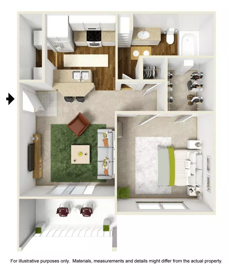 1 Bed • 1 Bath 2027 floor plan