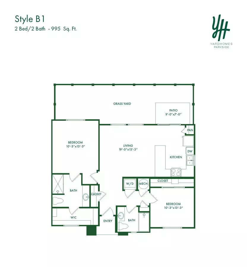 2 Beds • 2 Bath 306 floor plan