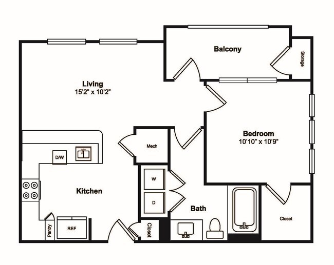 1 Bed • 1 Bath 04201 floor plan