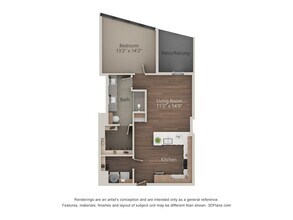 1 Bed • 1 Bath floor plan