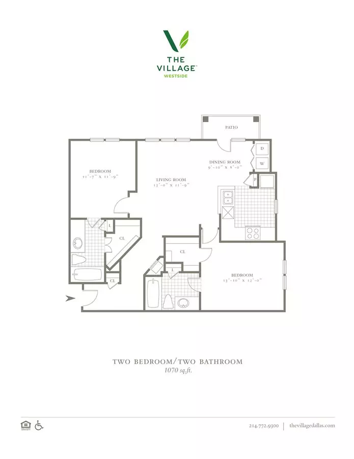2 Beds • 2 Bath 7308 floor plan